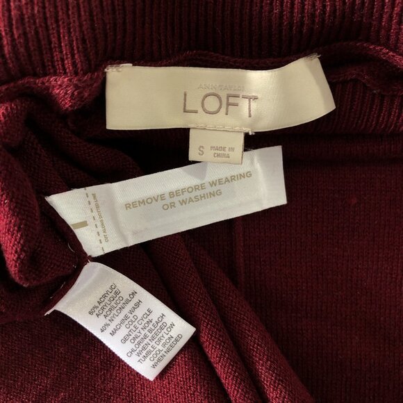 LOFT Ann Taylor Womens S Burgundy Red Turtleneck Long Sleeve Pullover Sweater - Picture 5 of 6